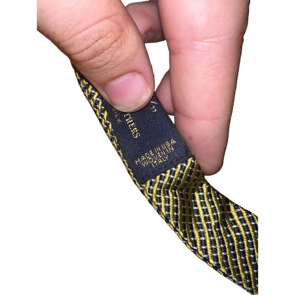 Brooks Brothers Golden Polkadot Handmade 100% Silk Bow Tie